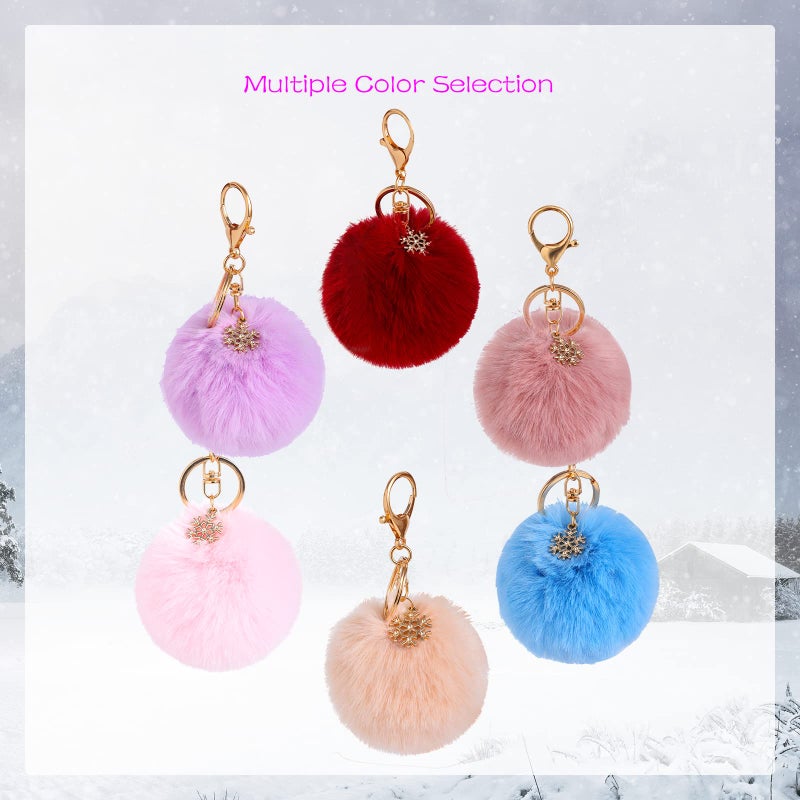 Kinglighten Pom Pom Keychain Artificial Fur Ball Keychain Fluffy Accessories Car Bag Charm (black) - Image 2